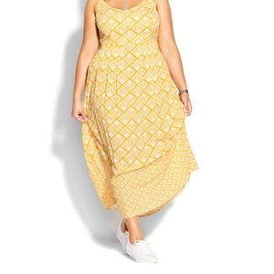 ✨HPx3✨NWT city chic golden geometric maxi dress
